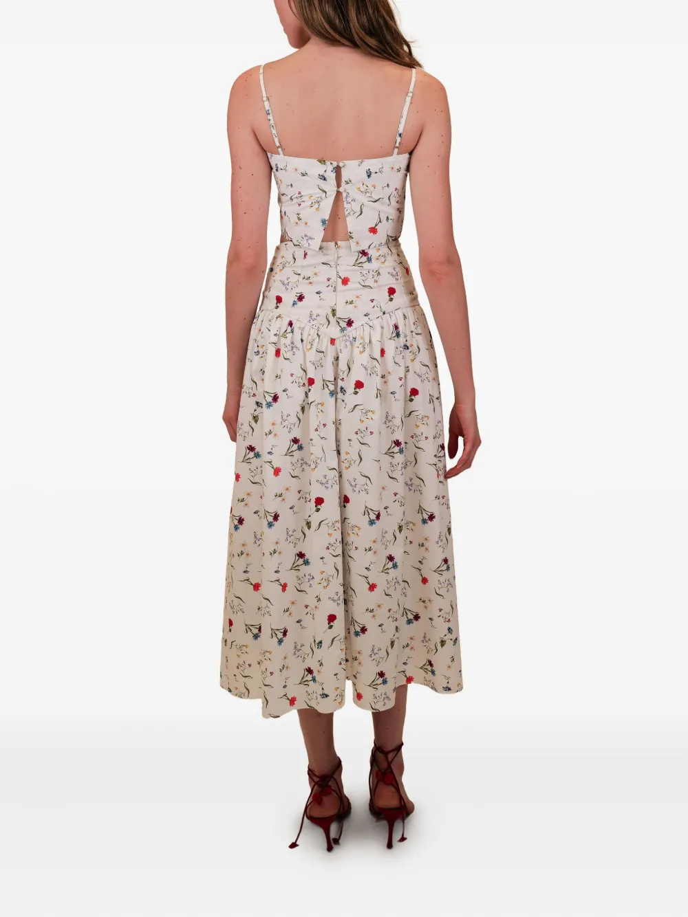 Azeeza Noora Floral-pattern Midi Skirt In White