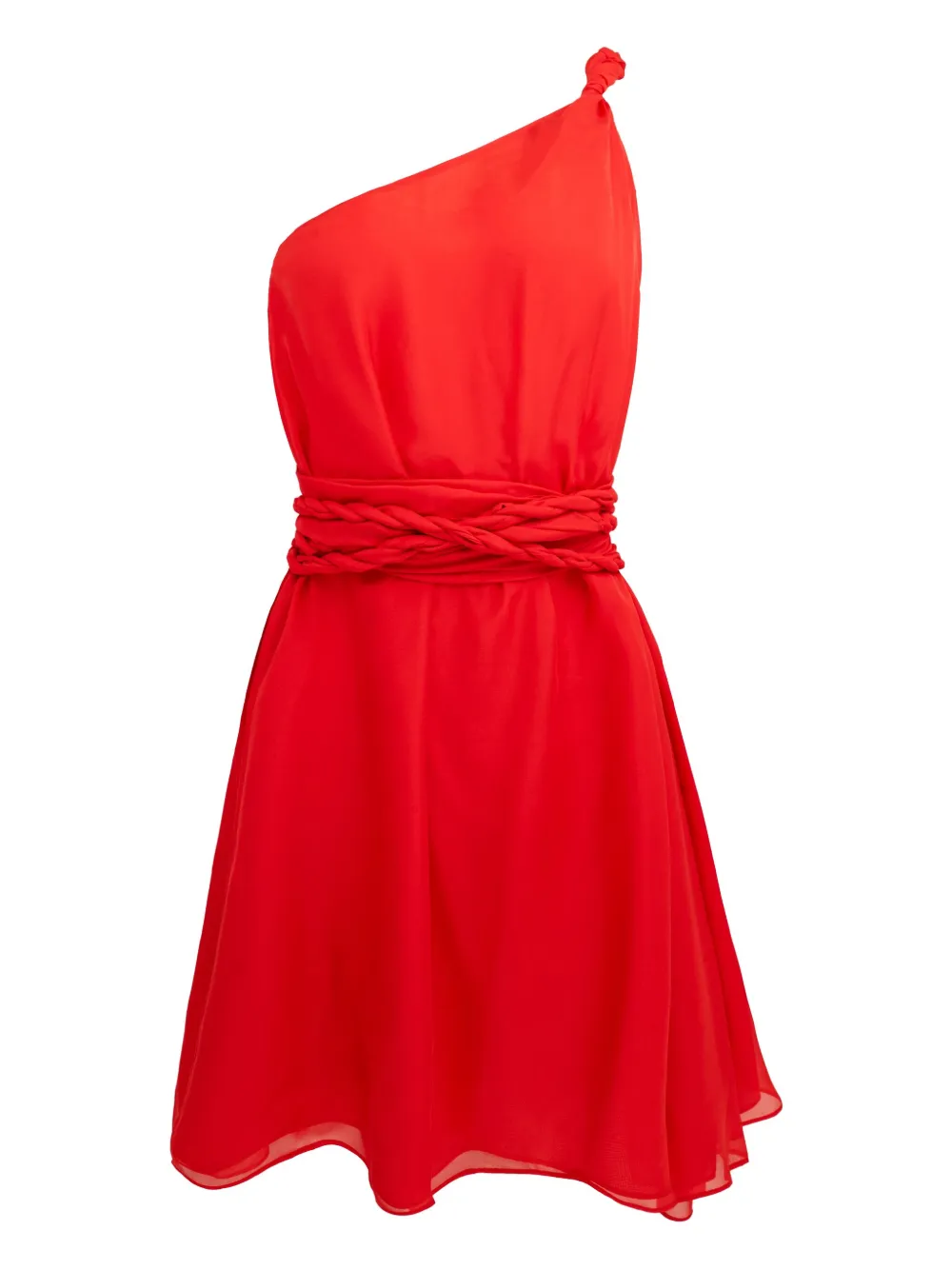 AZEEZA Rodite one-shoulder braided-belt mini dress | Red | Image 1