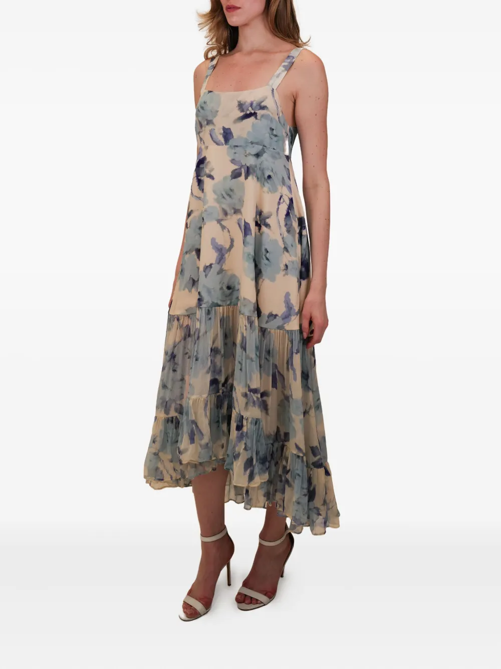 AZEEZA Bellevue midi-jurk met bloemenprint Blauw