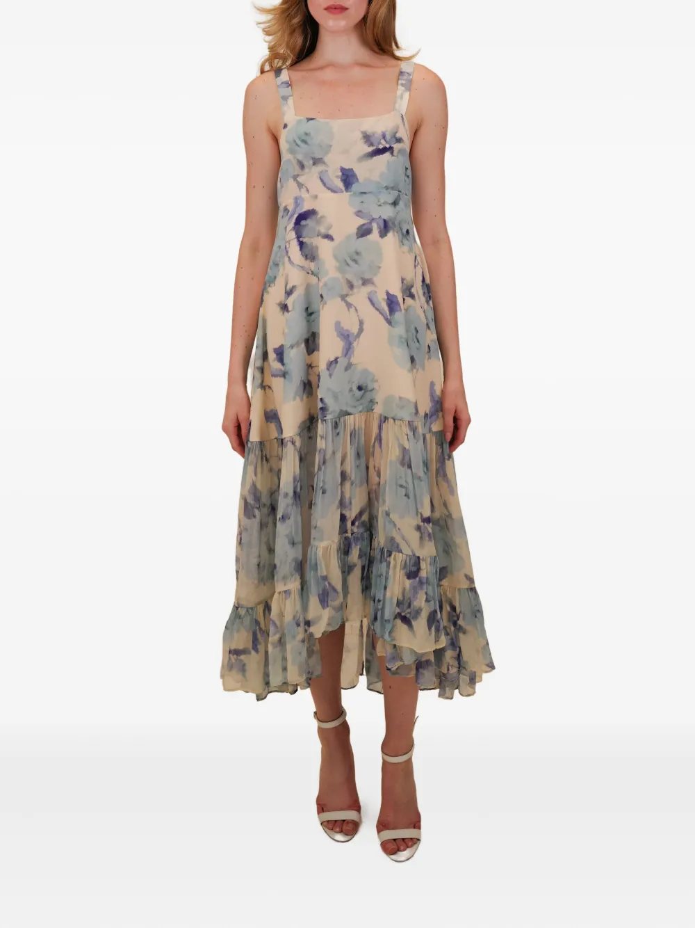 AZEEZA Bellevue midi-jurk met bloemenprint Blauw