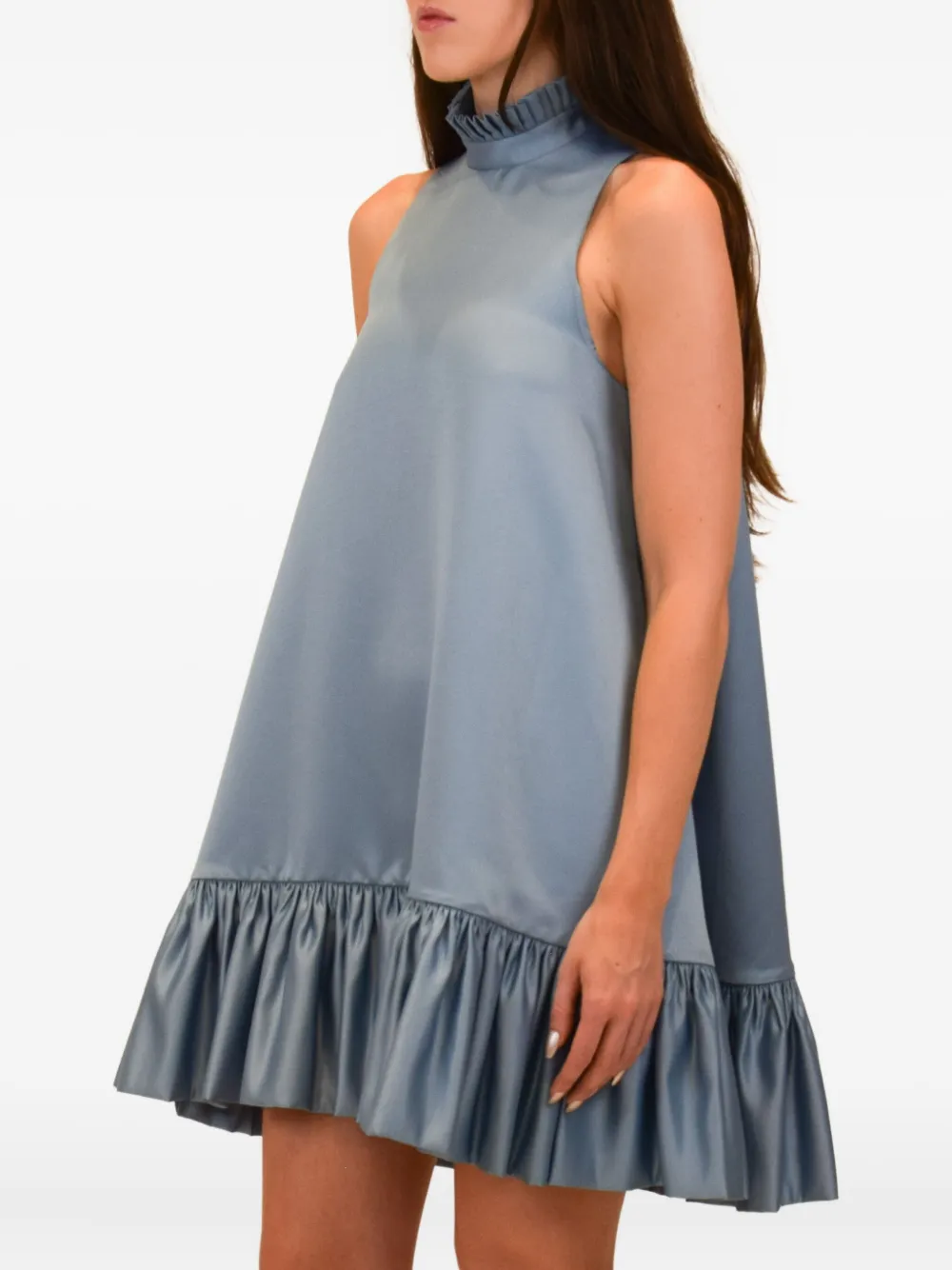 AZEEZA Alcott mini-jurk met halternek en ruches Blauw