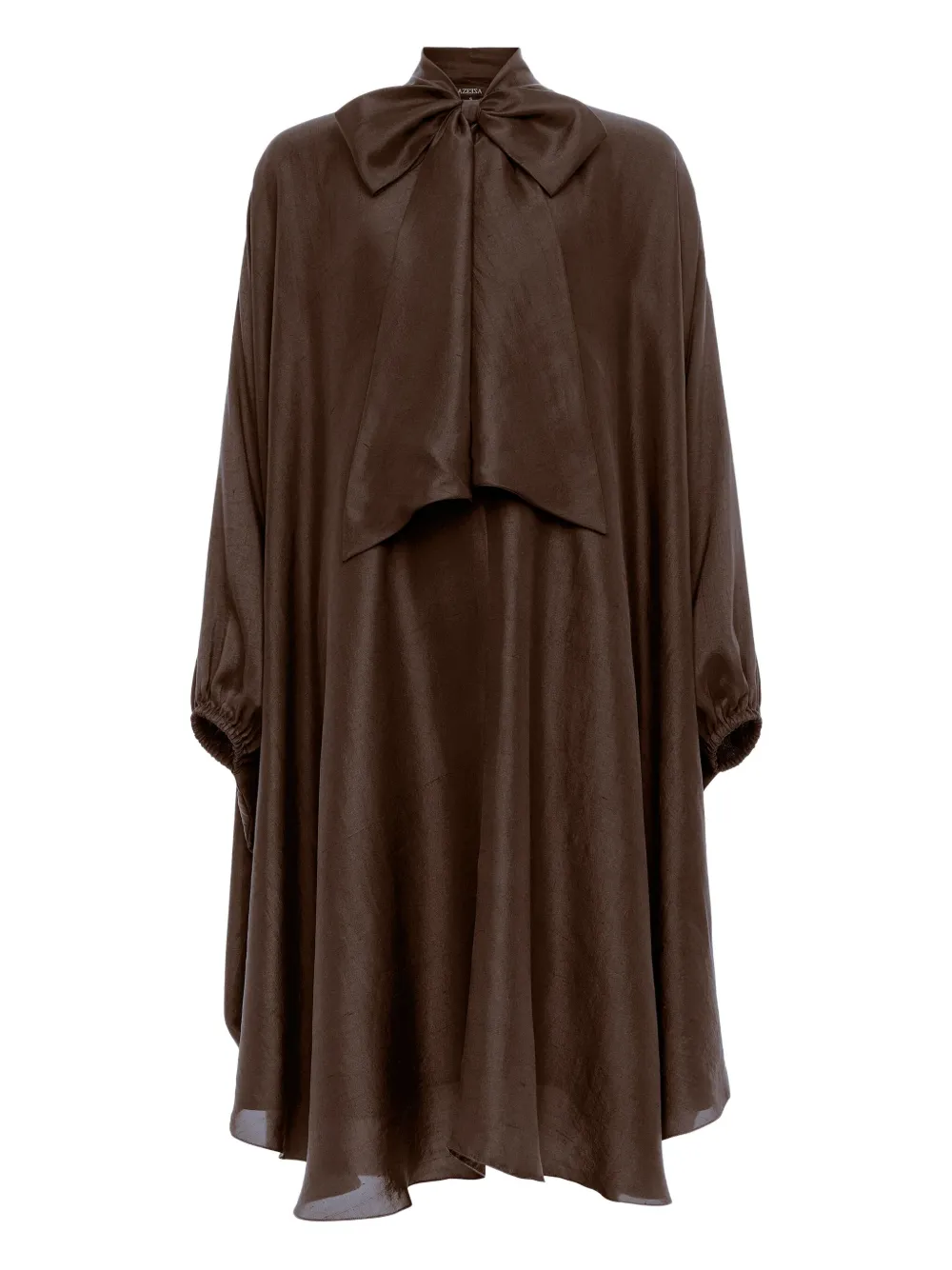AZEEZA Emlyn bow-neck midi dress | Brown | Image 1