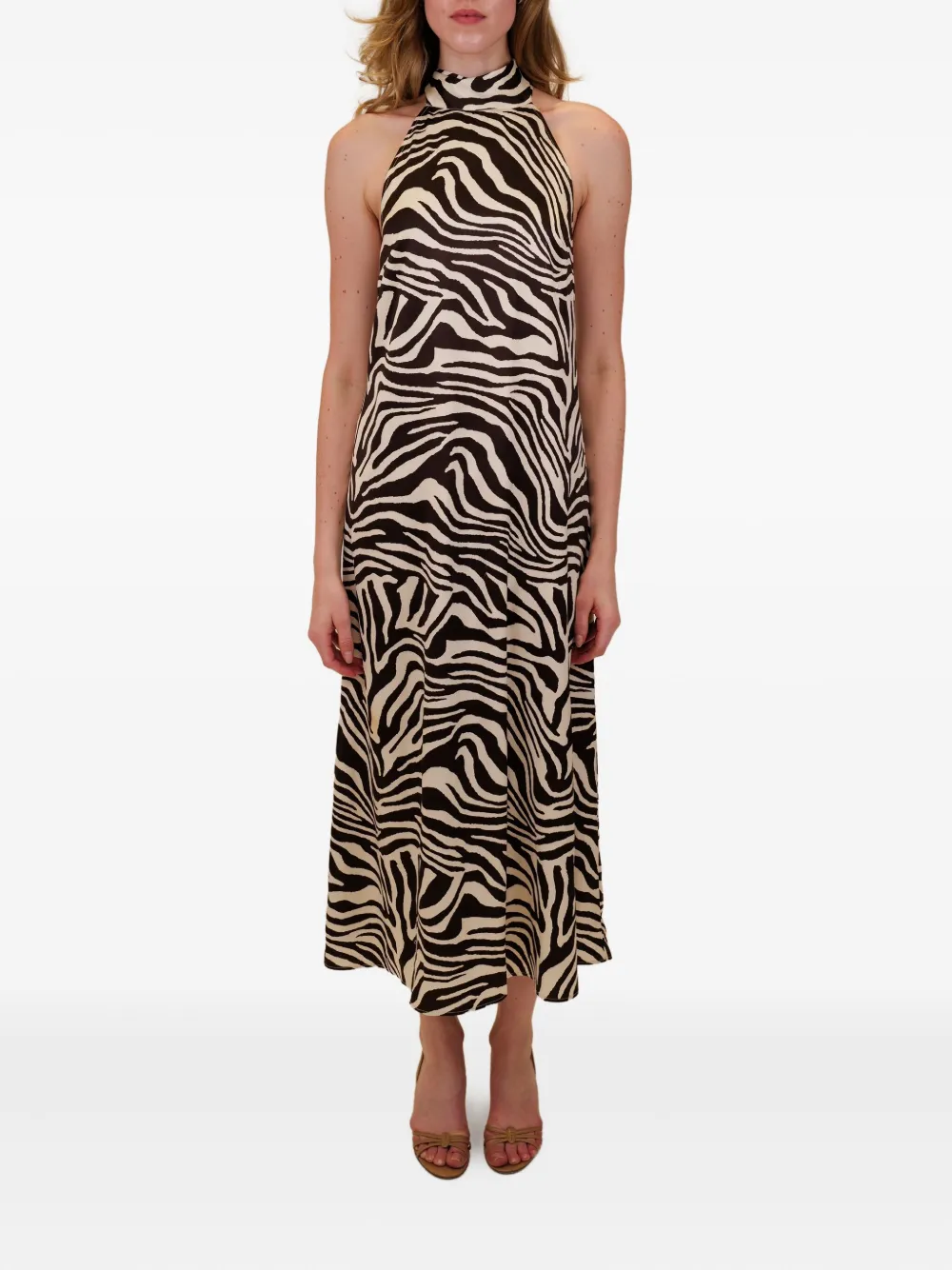 AZEEZA Meera zebra-pattern halterneck midi dress | Day Dresses | Image 2
