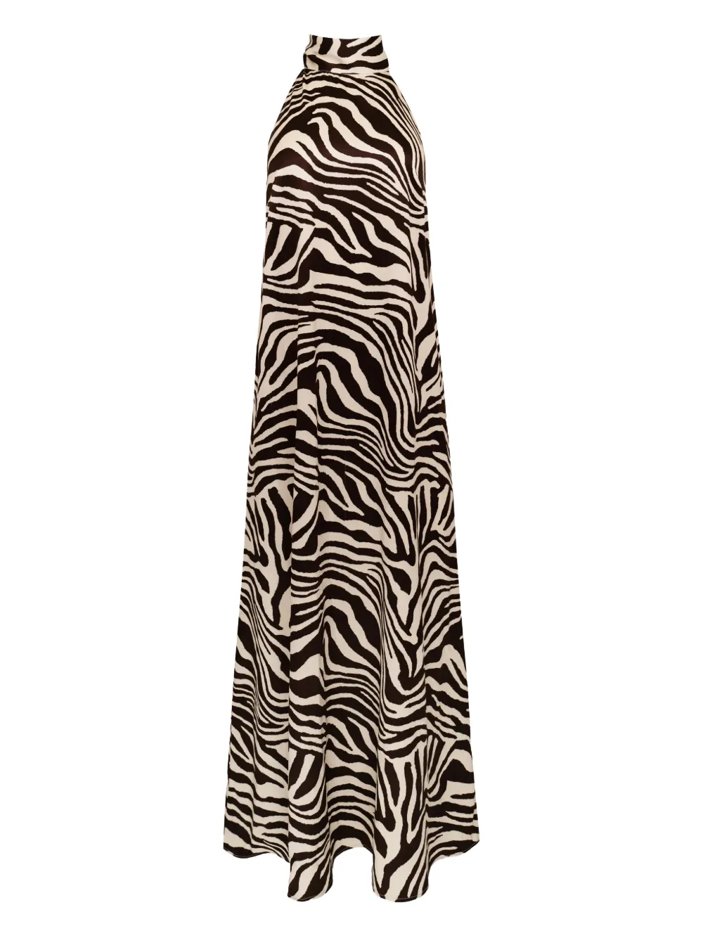 AZEEZA Meera zebra-pattern halterneck midi dress | Black | Image 1