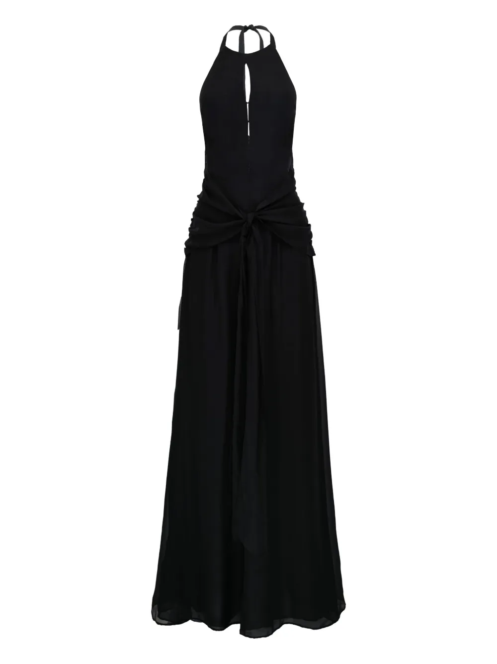 AZEEZA Avya halter-neck tie-front maxi dress | Black | Image 1
