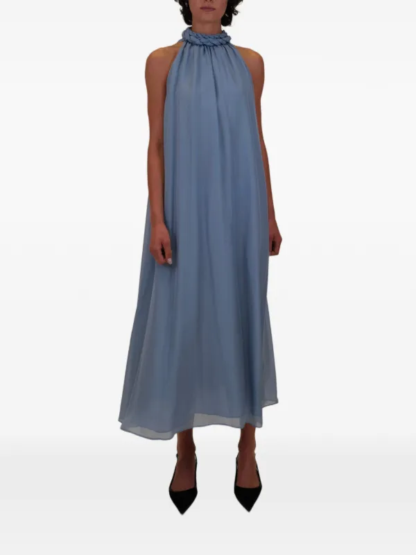 AZEEZA Dany Halterneck rope-belt Midi Dress | Blue