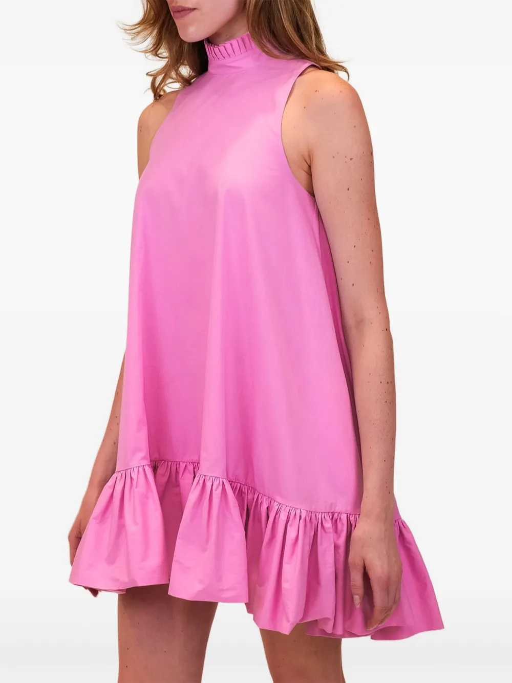 AZEEZA Alcott mini-jurk met halternek en ruches Roze