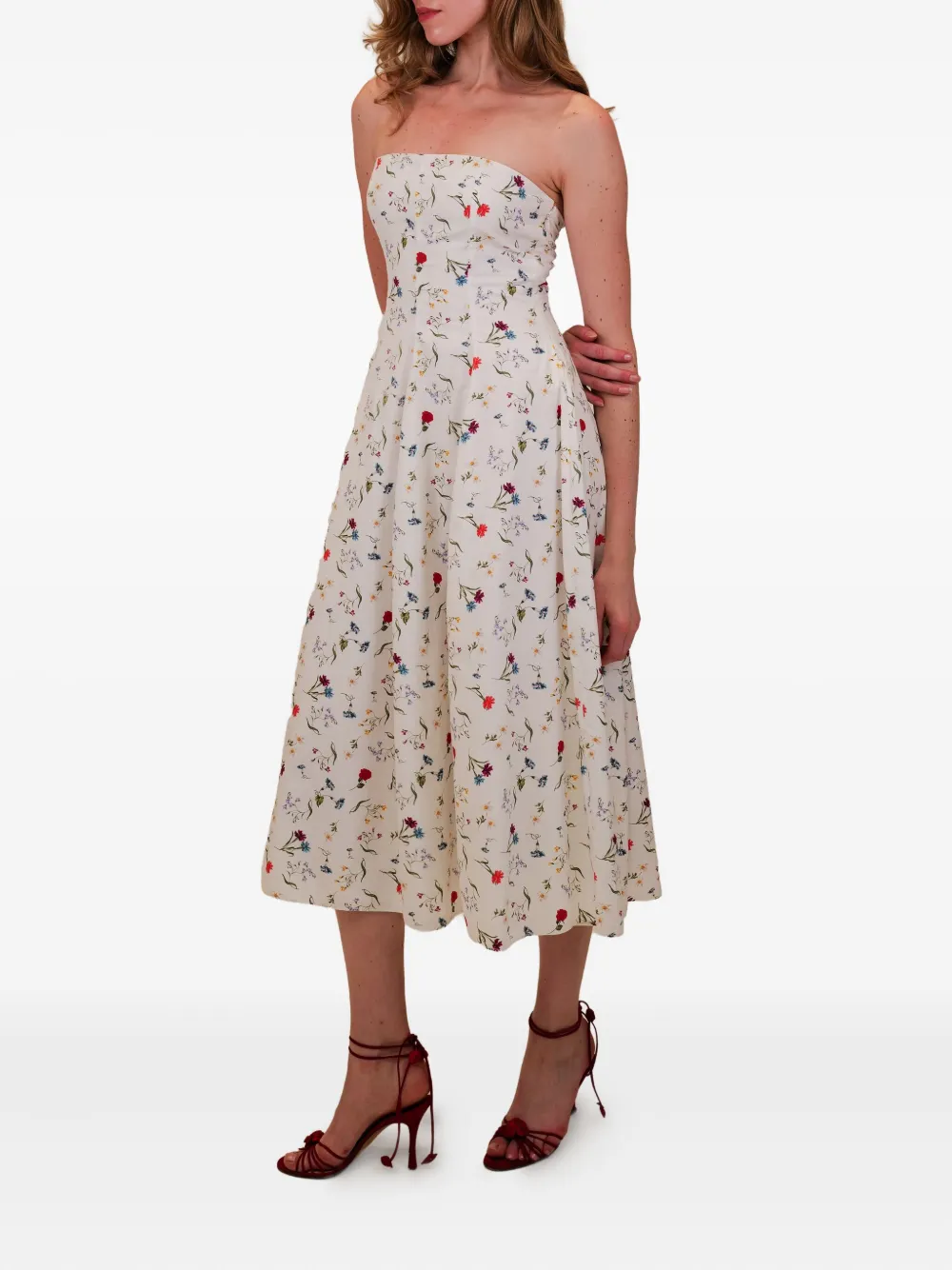 AZEEZA Sable midi-jurk met bloemenprint Wit