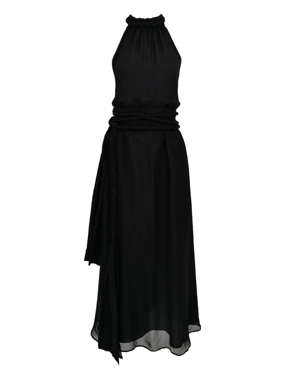 AZEEZA Dany high-neck braided-waist midi dress | Black | Image 1