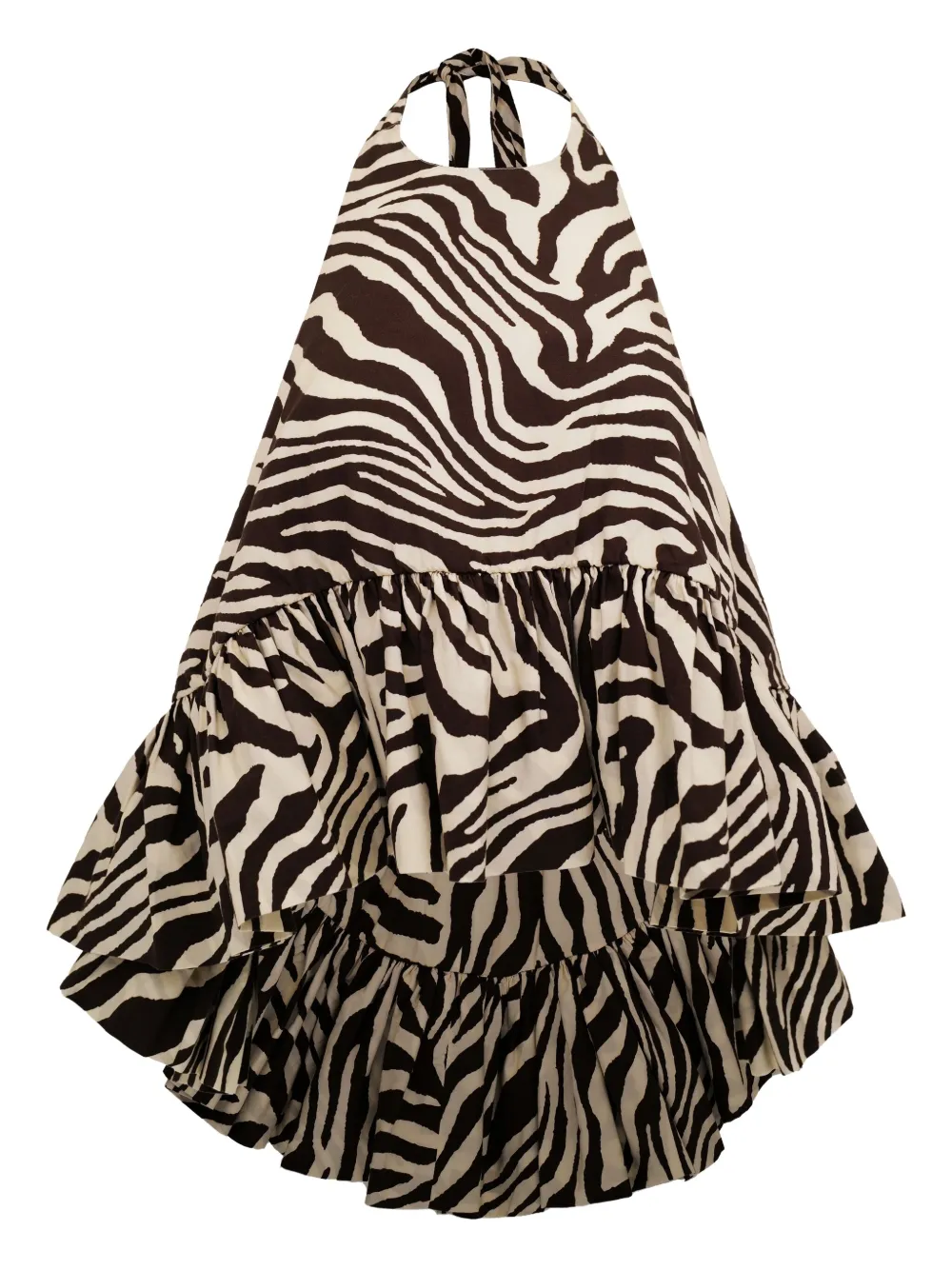 AZEEZA Winston zebra-print ruffled top | Brown | Image 1