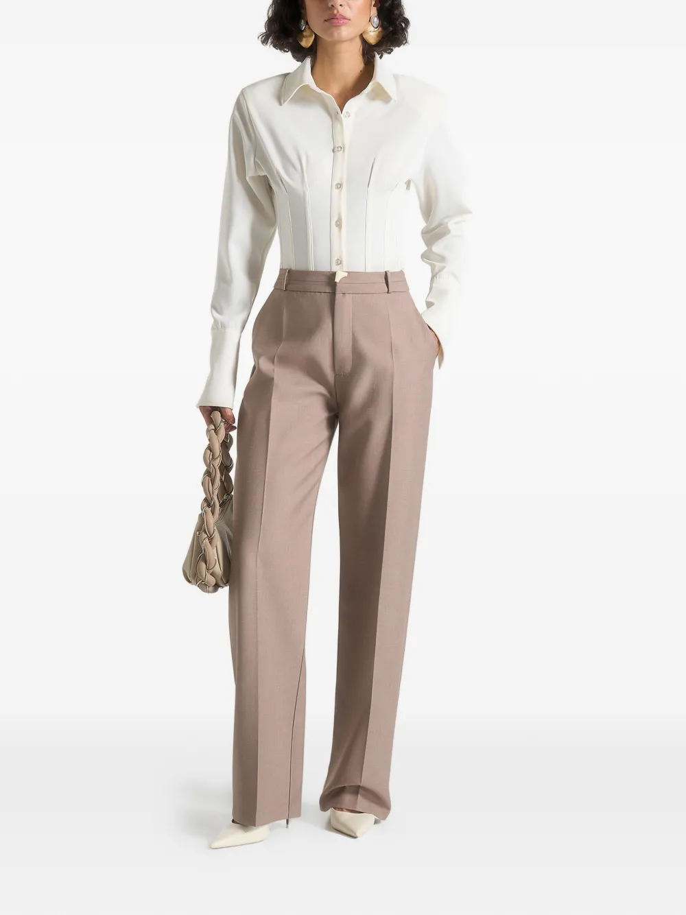 Manière De Voir Doria pantalon met tailleband-detail Bruin