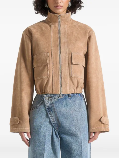 Manière De Voir chamarra Nawel de gamuza con costuras en contraste y dobladillo ajustado
