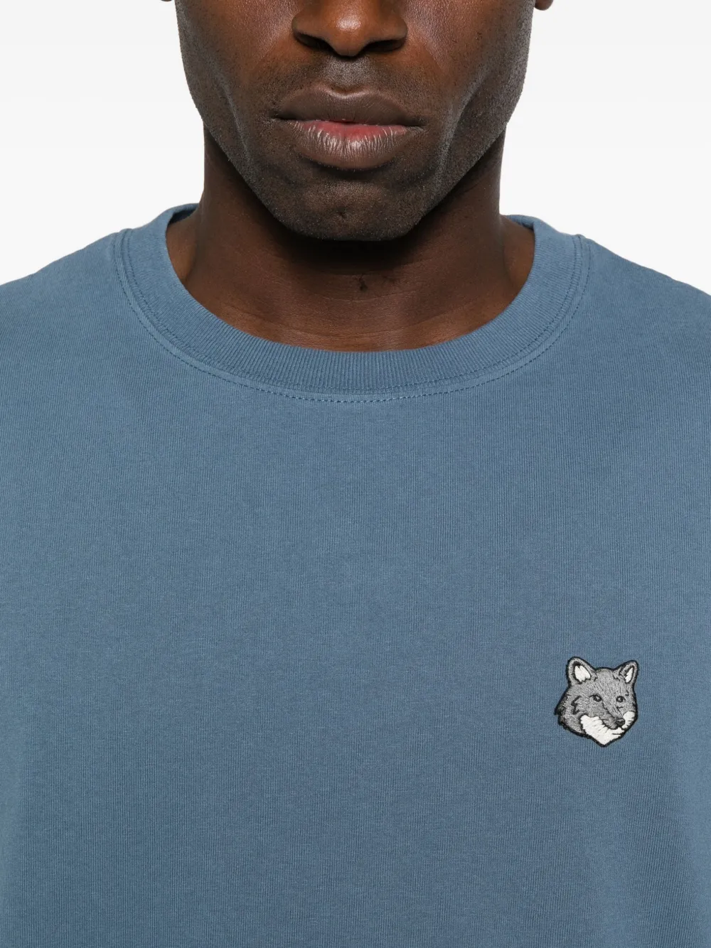 Maison Kitsuné T-shirt met lange mouwen en vossenkop Blauw