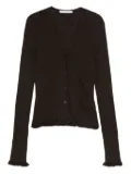 Cecilie Bahnsen ribbed ruffle-cuff cardigan - Brown