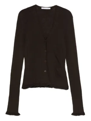Cecilie Bahnsen Bessie Ruffled Cardigan | Brown | FARFETCH ZA