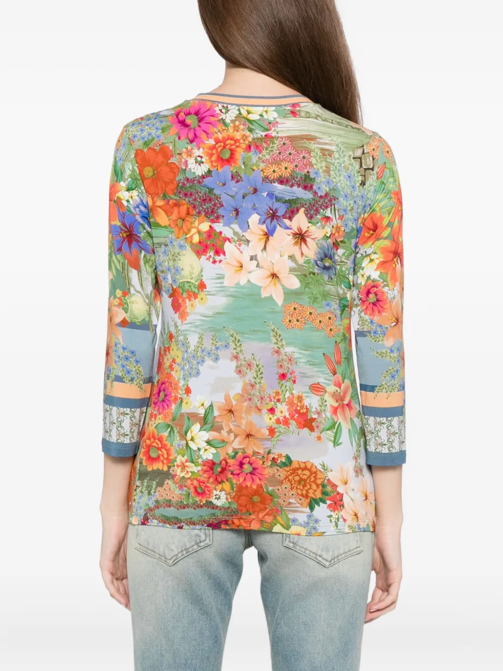 Johnny Was The Janie T-shirt met ronde hals en 3 4 mouwen Blauw