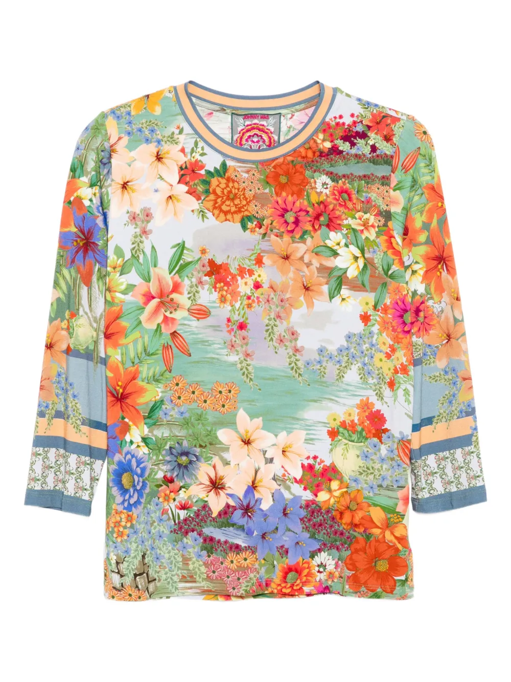 Johnny Was The Janie 3/4 sleeve crew neck T-shirt | Blue | Image 1