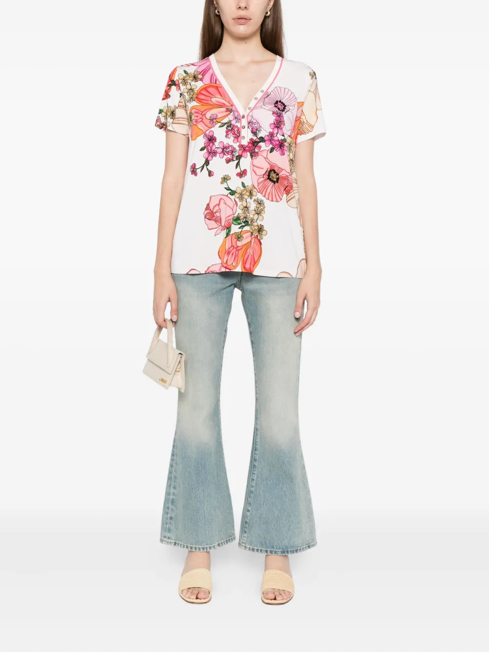 Johnny Was The Janie Favorite Short-sleeved Henley T-shirt In White