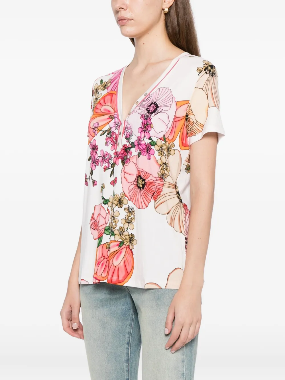 Johnny Was The Janie Favorite Short-sleeved Henley T-shirt In White