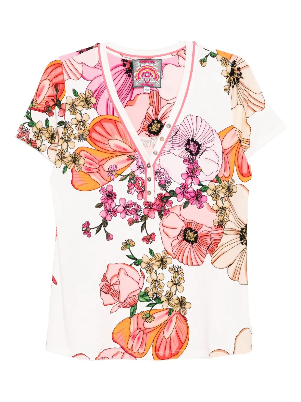 Johnny Was The Janie Favorite short-sleeved henley T-shirt | White | Image 1