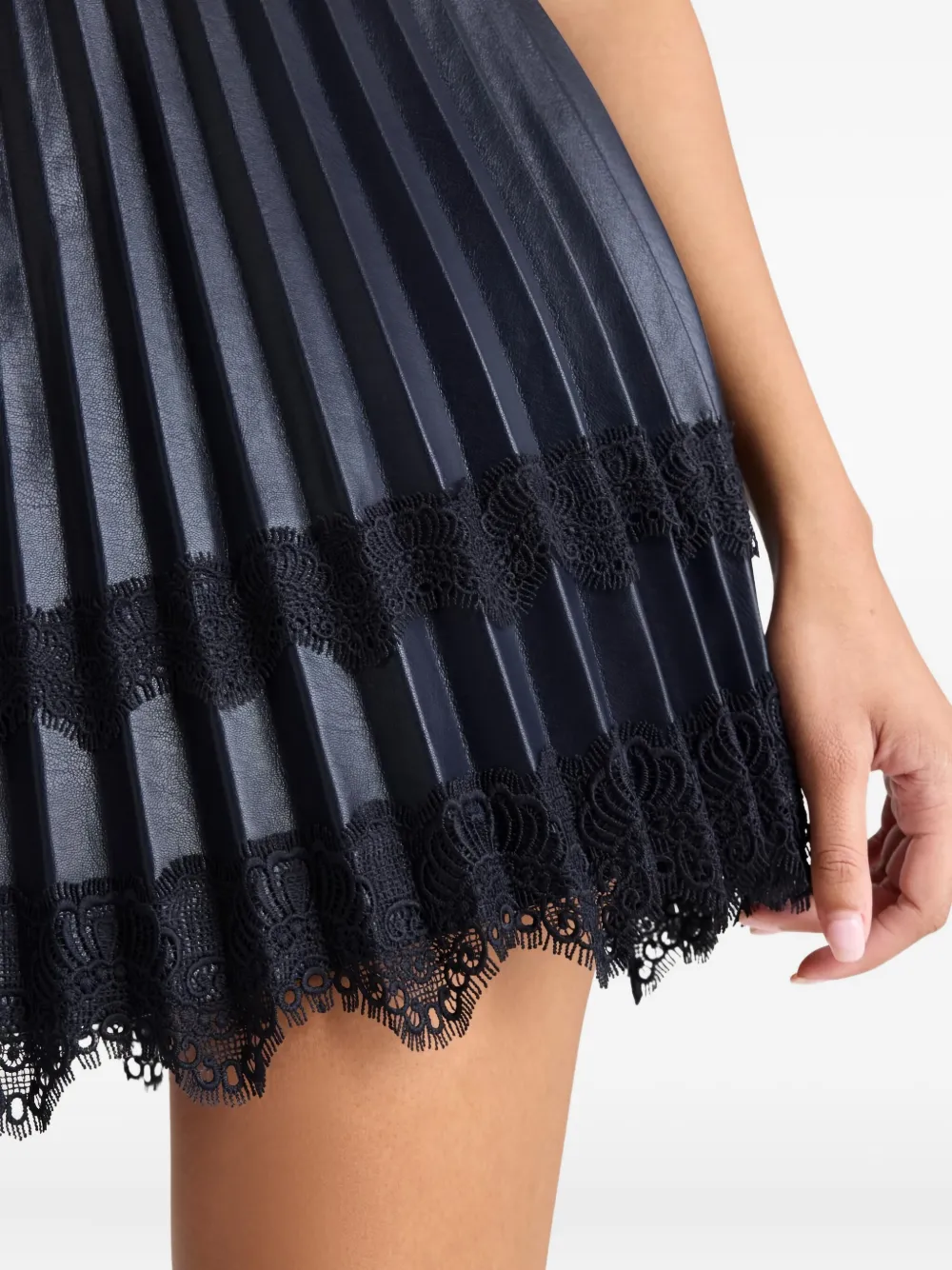 Cinq À Sept Laney Pleated Lace Mini Skirt In Blue