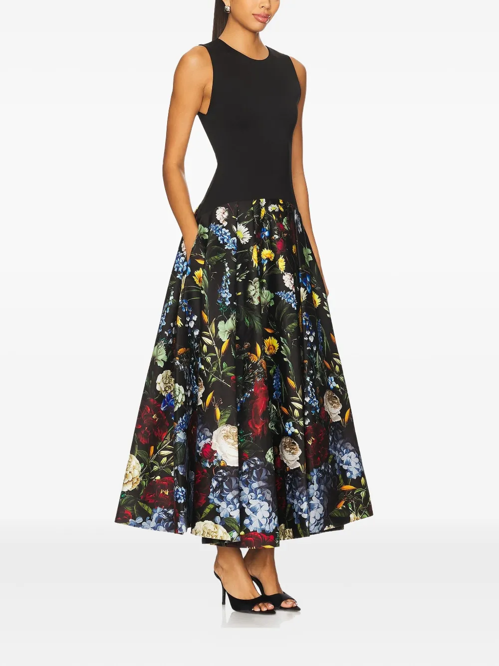 Alice + olivia Adley floral midi dress - Zwart