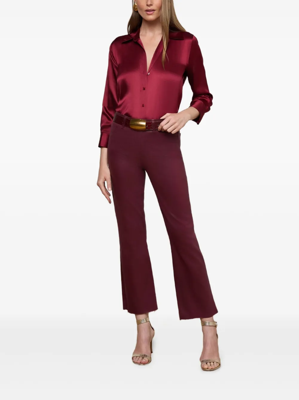 L'Agence Kendra high-waist flared denim jeans Rood