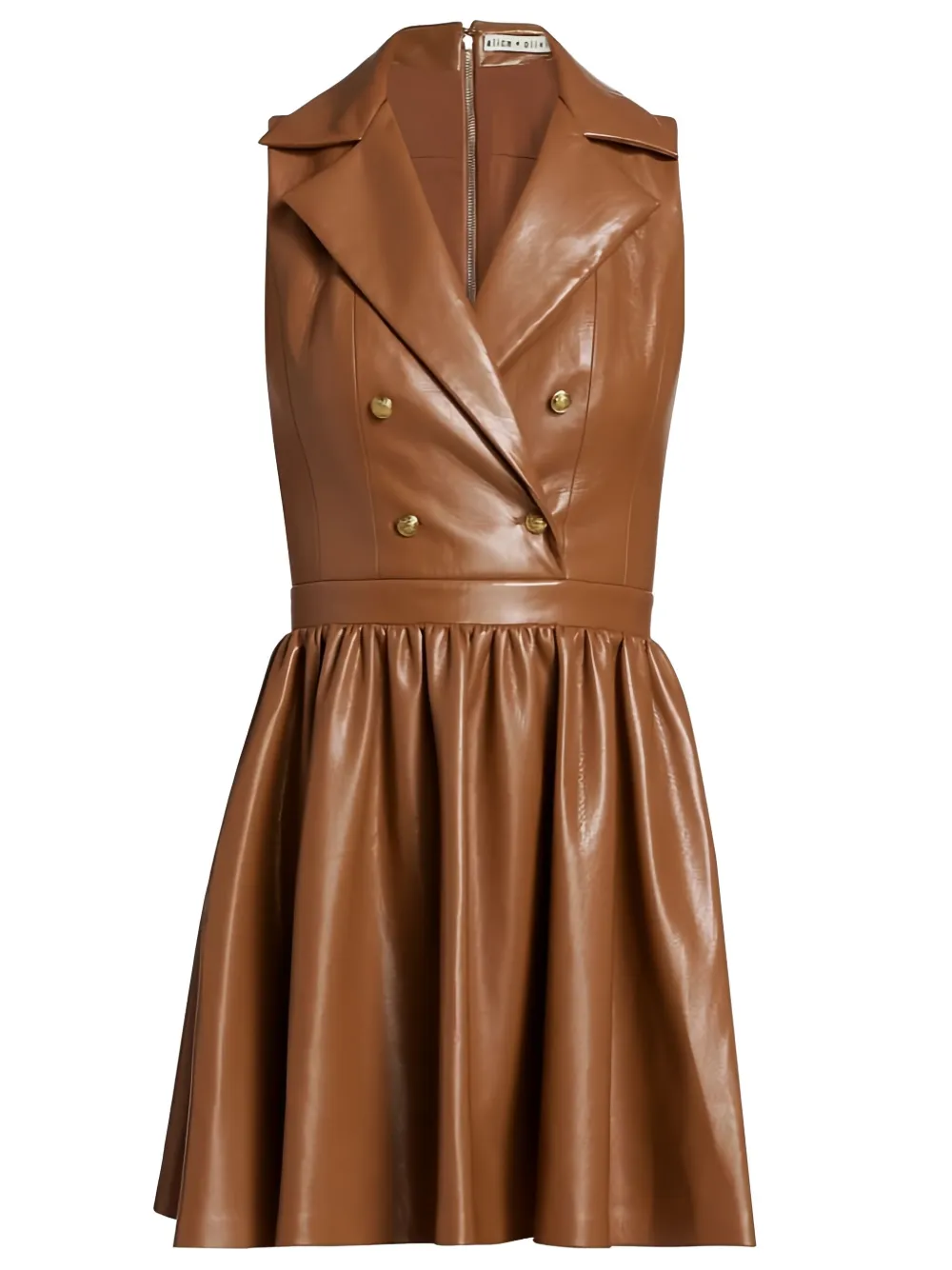 Alice And Olivia Emmy Double-breasted Mini Dress In Brown