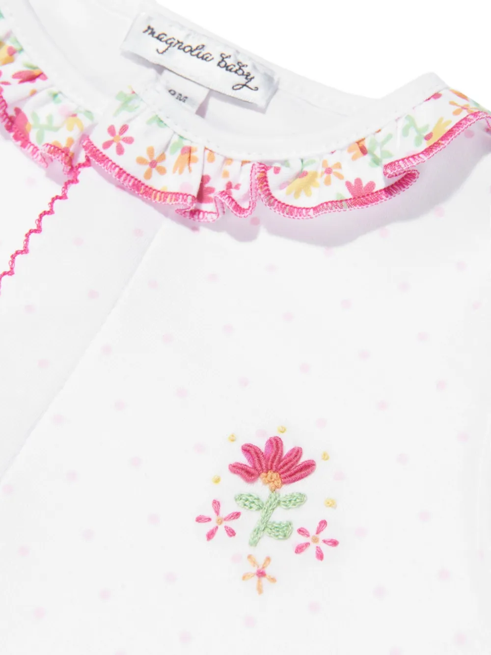 MAGNOLIA BABY Pyjama met geborduurde bloemen en ruches Wit
