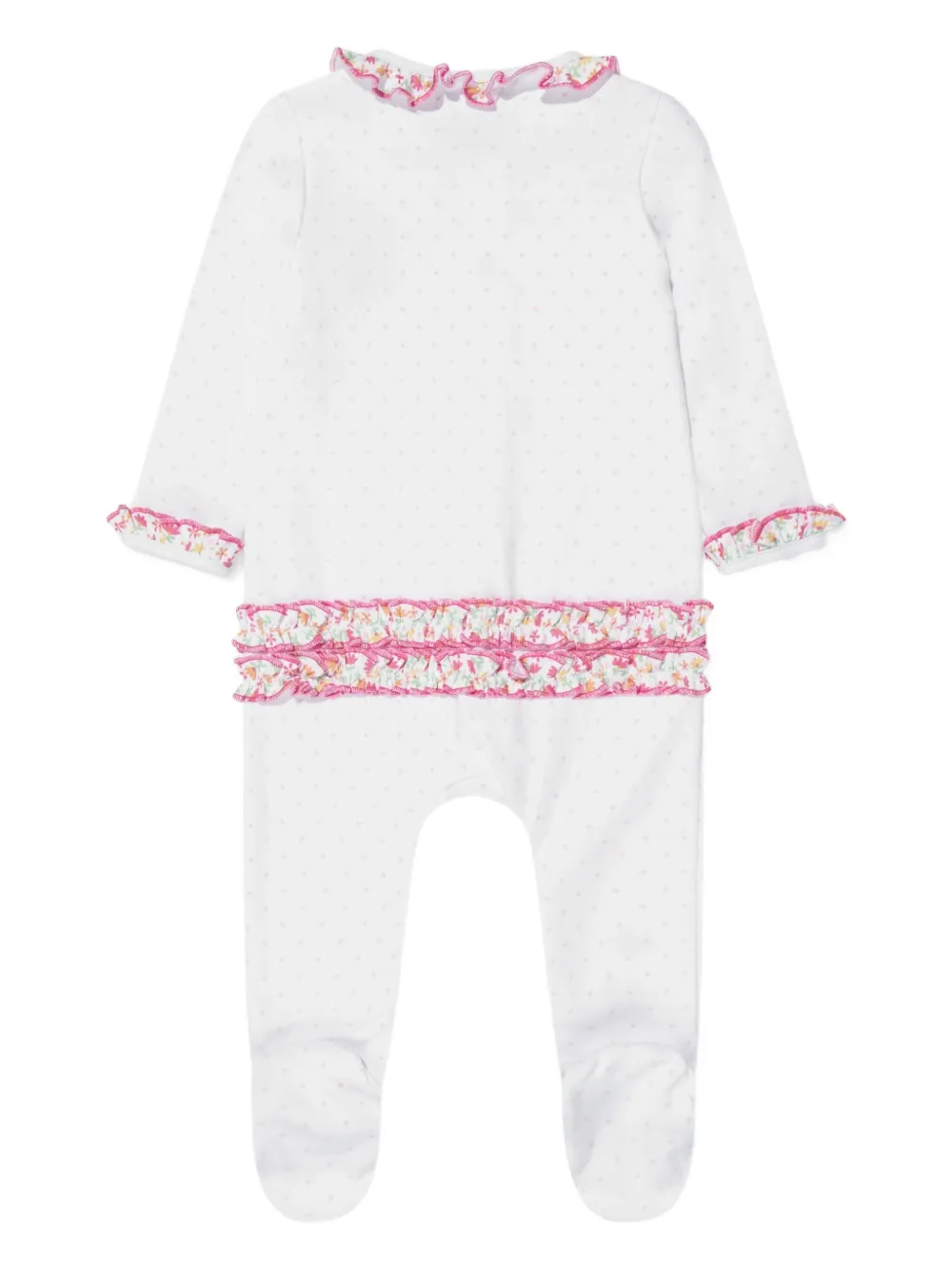 MAGNOLIA BABY floral-embroidery ruffled pajama - Wit