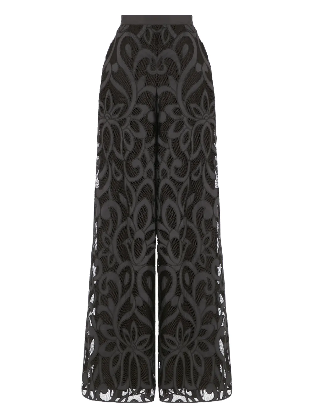 Temperley London Floral-lace Trousers In Black