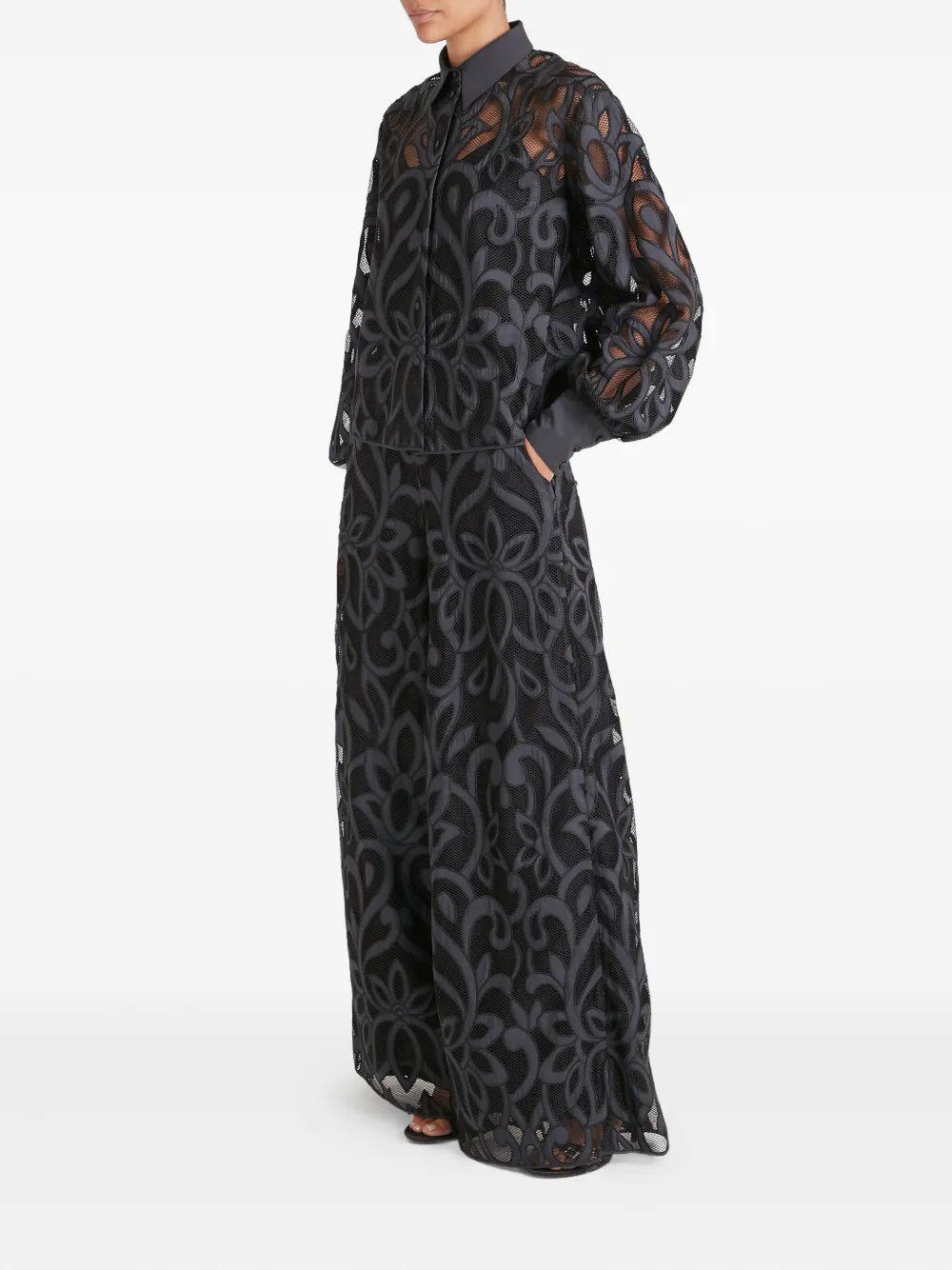Temperley London Broek met bloemenkant - Zwart