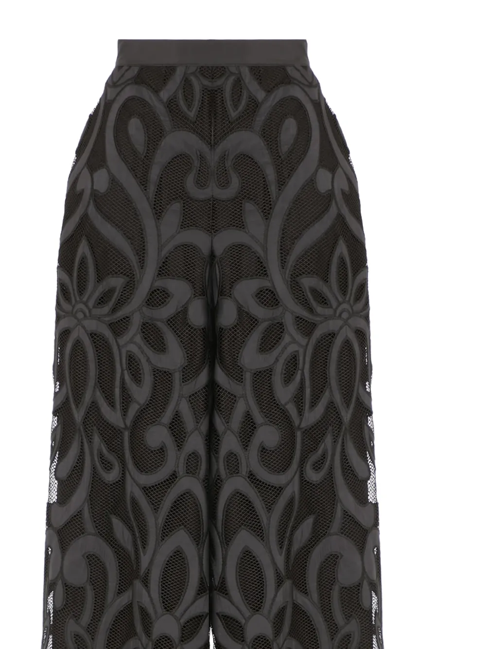 Temperley London Floral-lace Trousers In Black