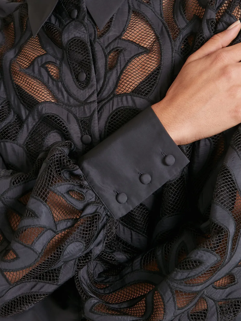 Temperley London Lois blouse met borduurwerk en ballonmouwen Zwart