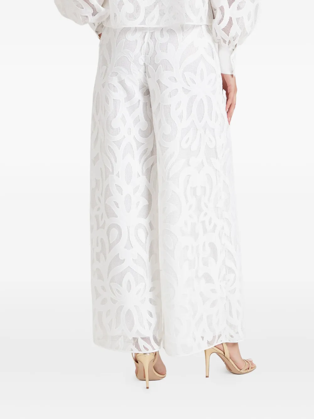 Temperley London Floral Trousers In White
