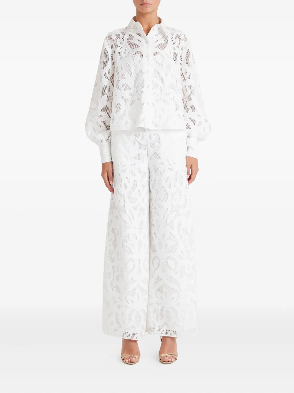 Temperley London Broek met bloemvlak - Wit