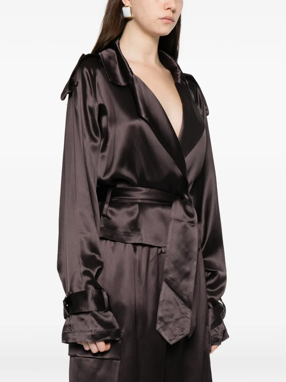 The Frankie Shop Simona satin blouse - Bruin