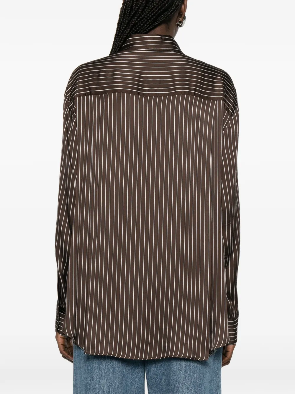 The Frankie Shop Peri gestreepte blouse Bruin