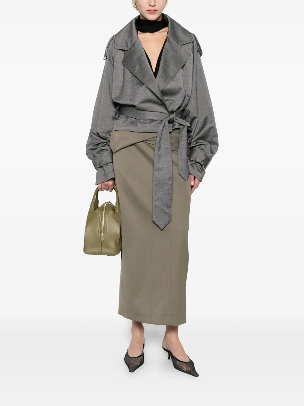  The Frankie Shop Simona Belted Jacket - Grey 