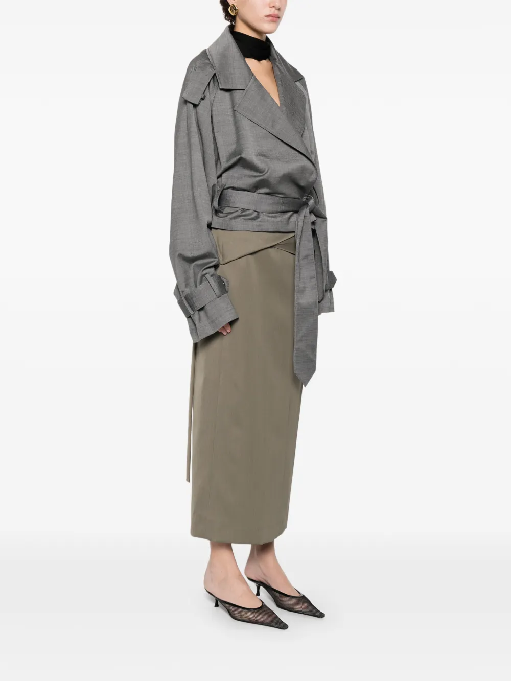  The Frankie Shop Simona Belted Jacket - Grey 