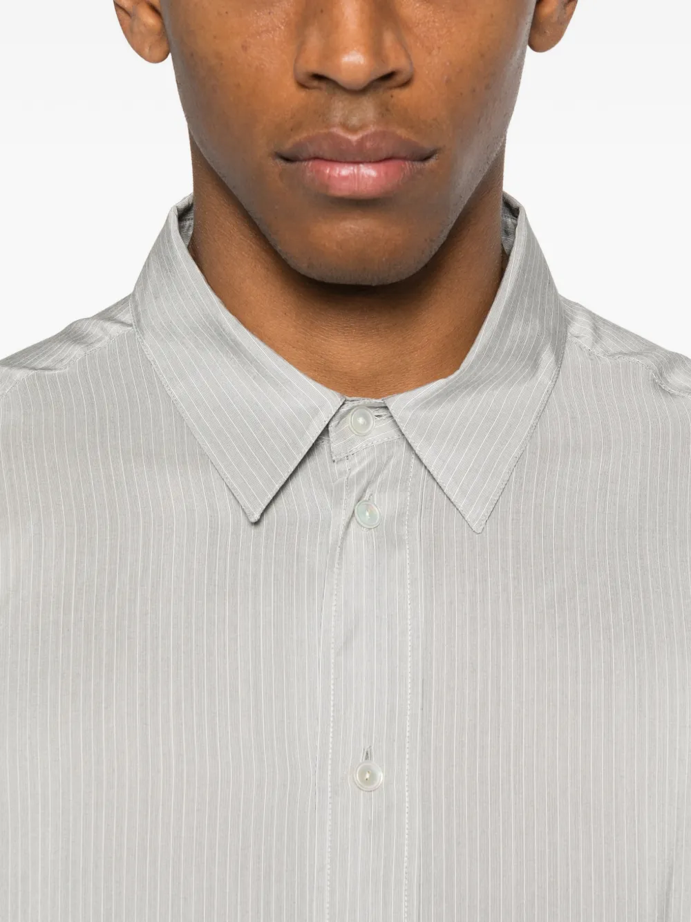 The Row Granada Button-down Striped Shirt In Gray