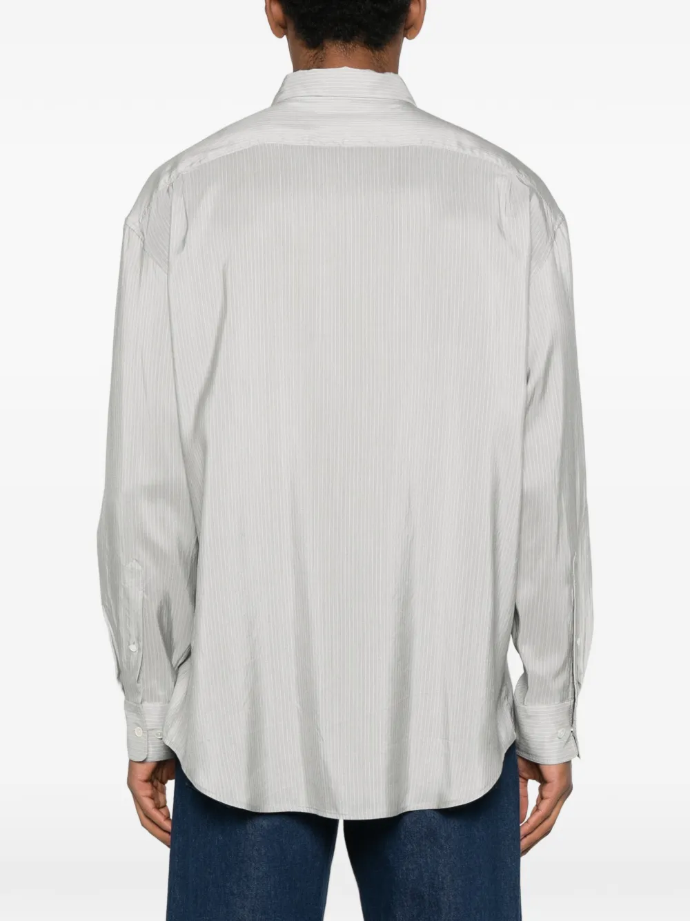 The Row Granada Button-down Striped Shirt In Gray