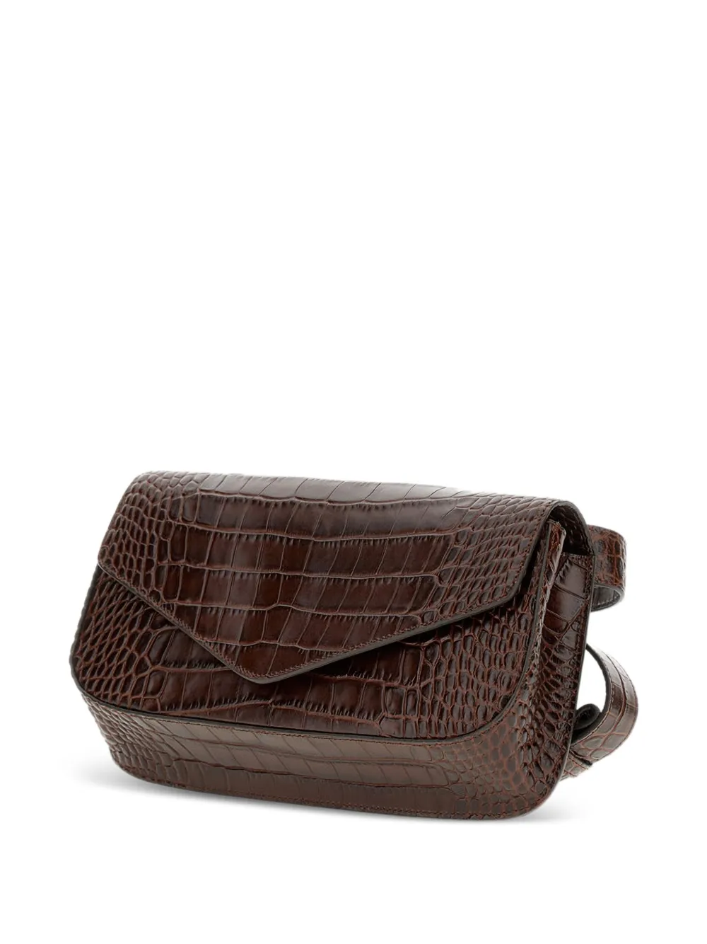 Micoli Giornal Croc-embossed Cross Body Bag In Brown