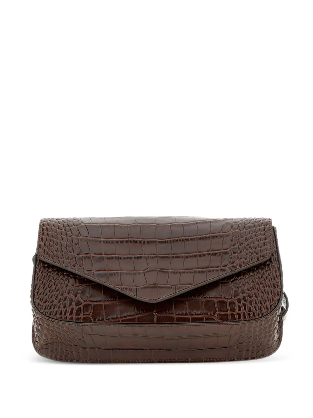 Micoli Giornal Croc-embossed Cross Body Bag In Brown