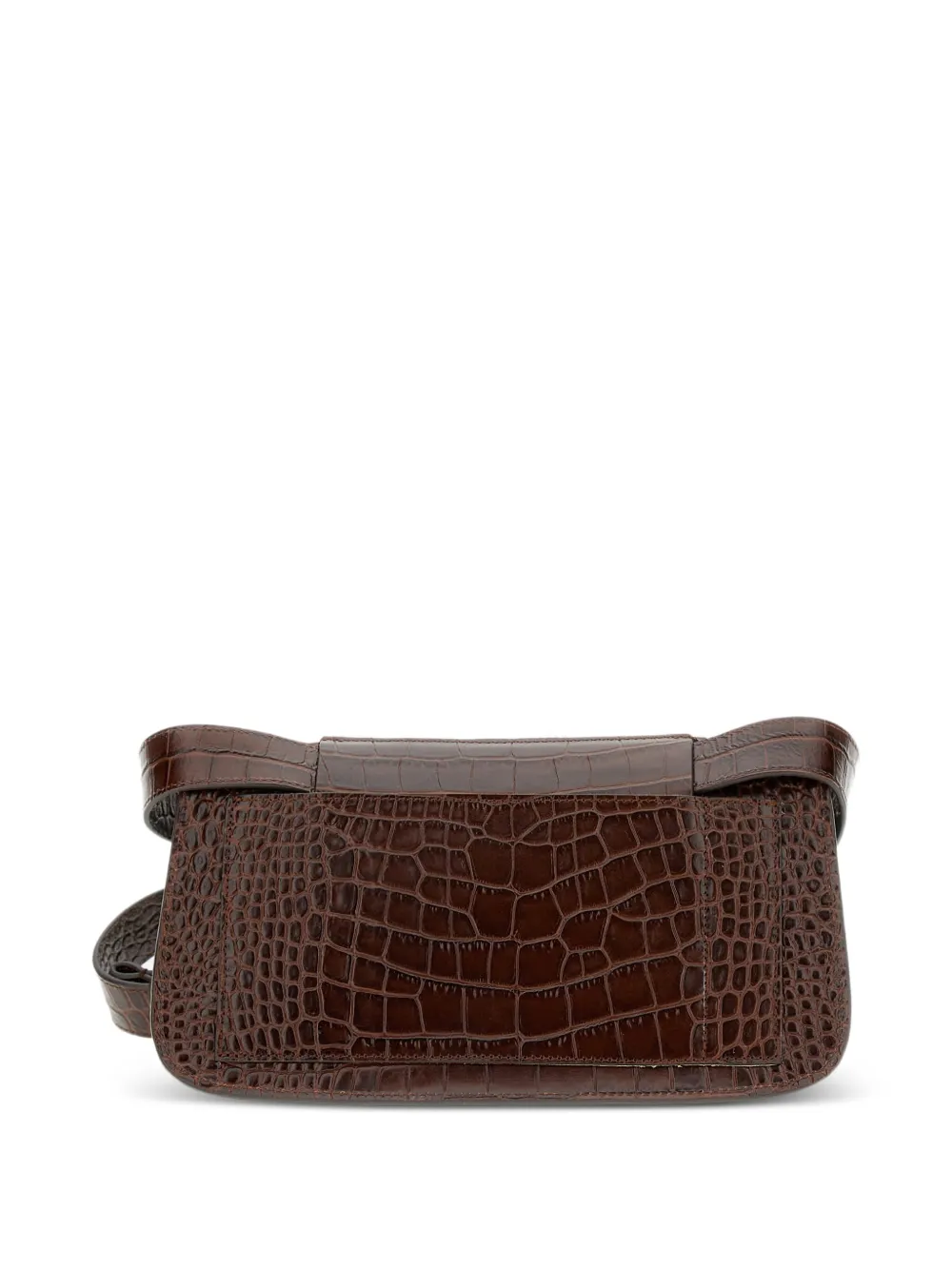 Micoli Giornal Croc-embossed Cross Body Bag In Brown