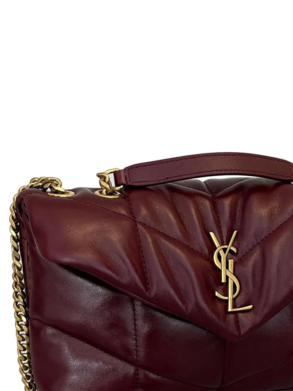Saint Laurent Toy Puffer gewatteerde schoudertas met kettinghengsel - Rood