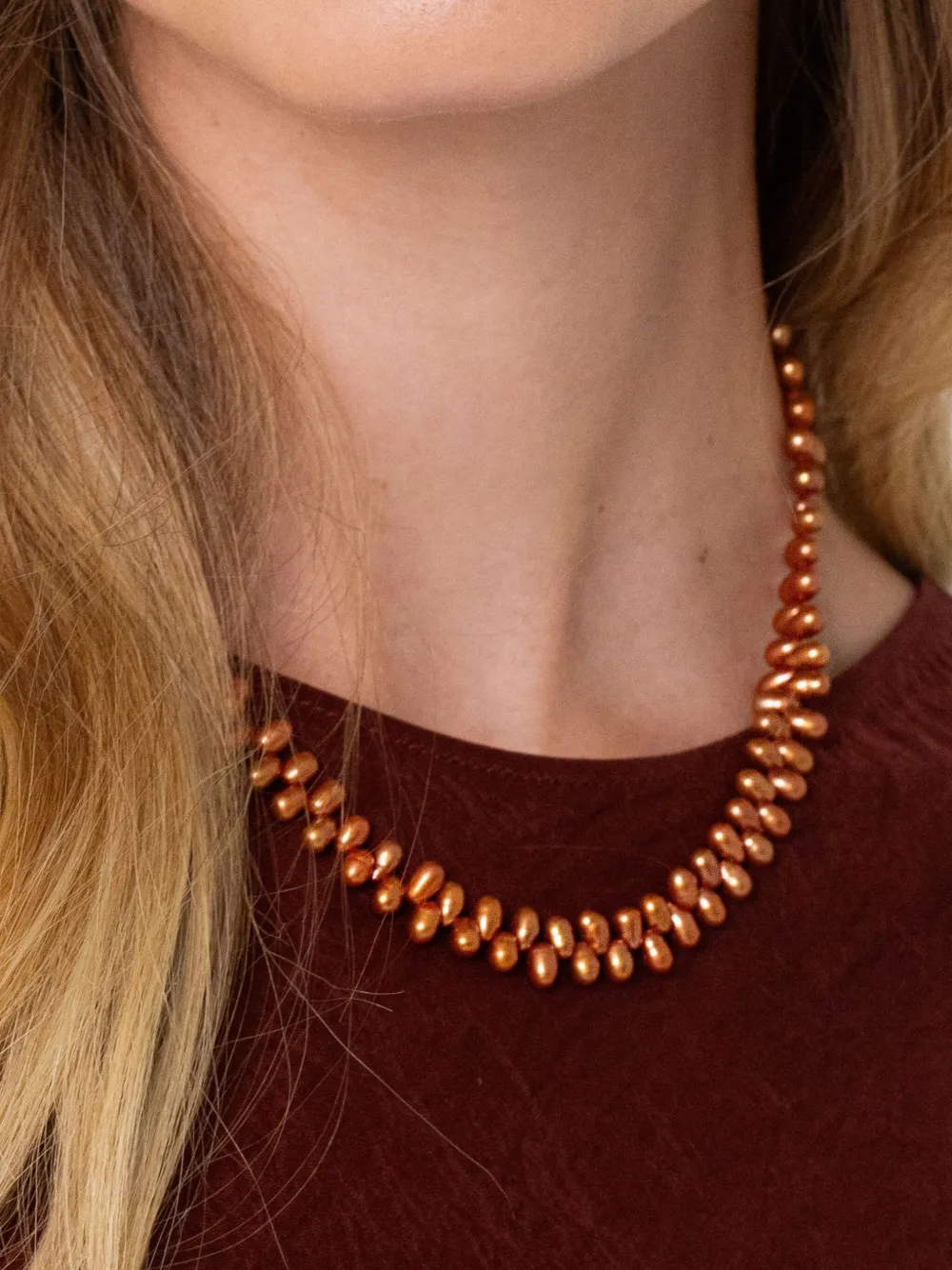 Jennifer Behr Penelope halsketting met parel - Bruin