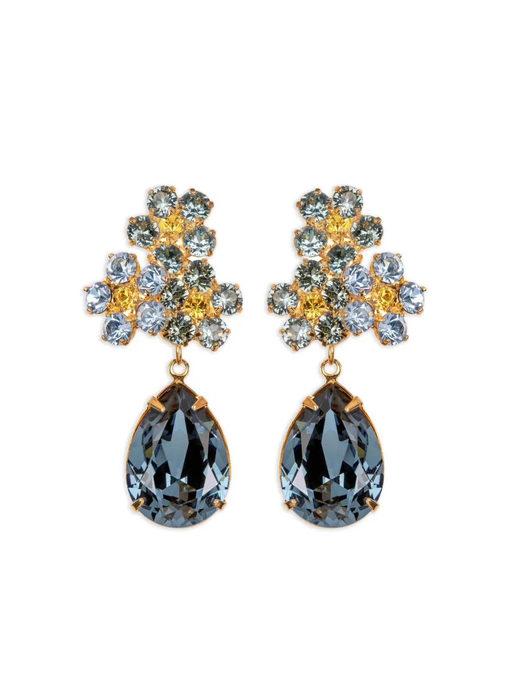 Jennifer Behr Lauretta crystal-flower pear-drop earrings | Gold | Image 1