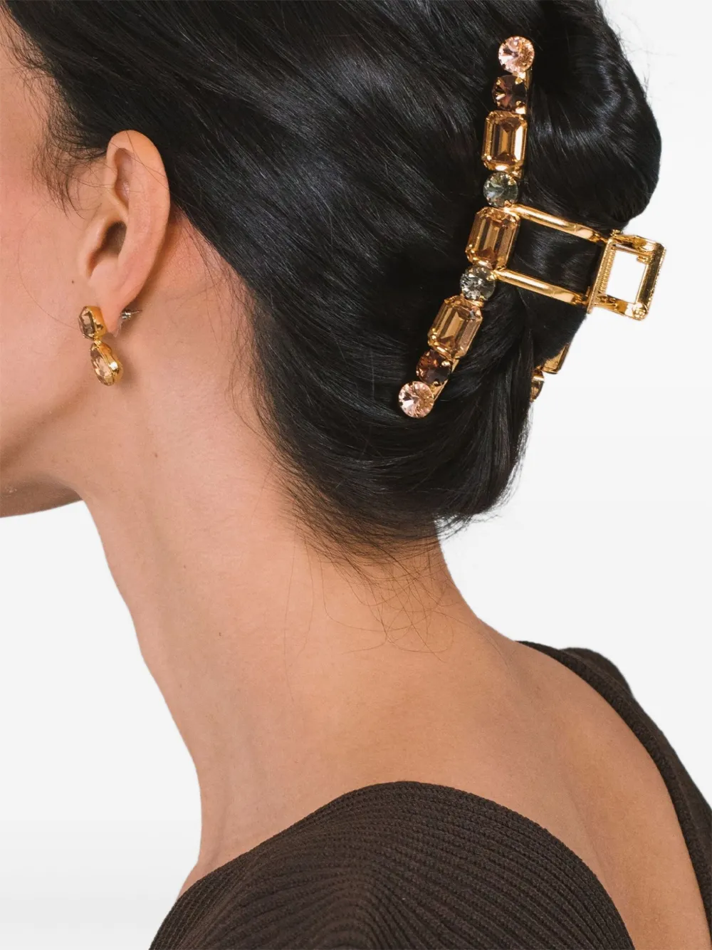 Crystal-Embellished Gold Jaw Clip
