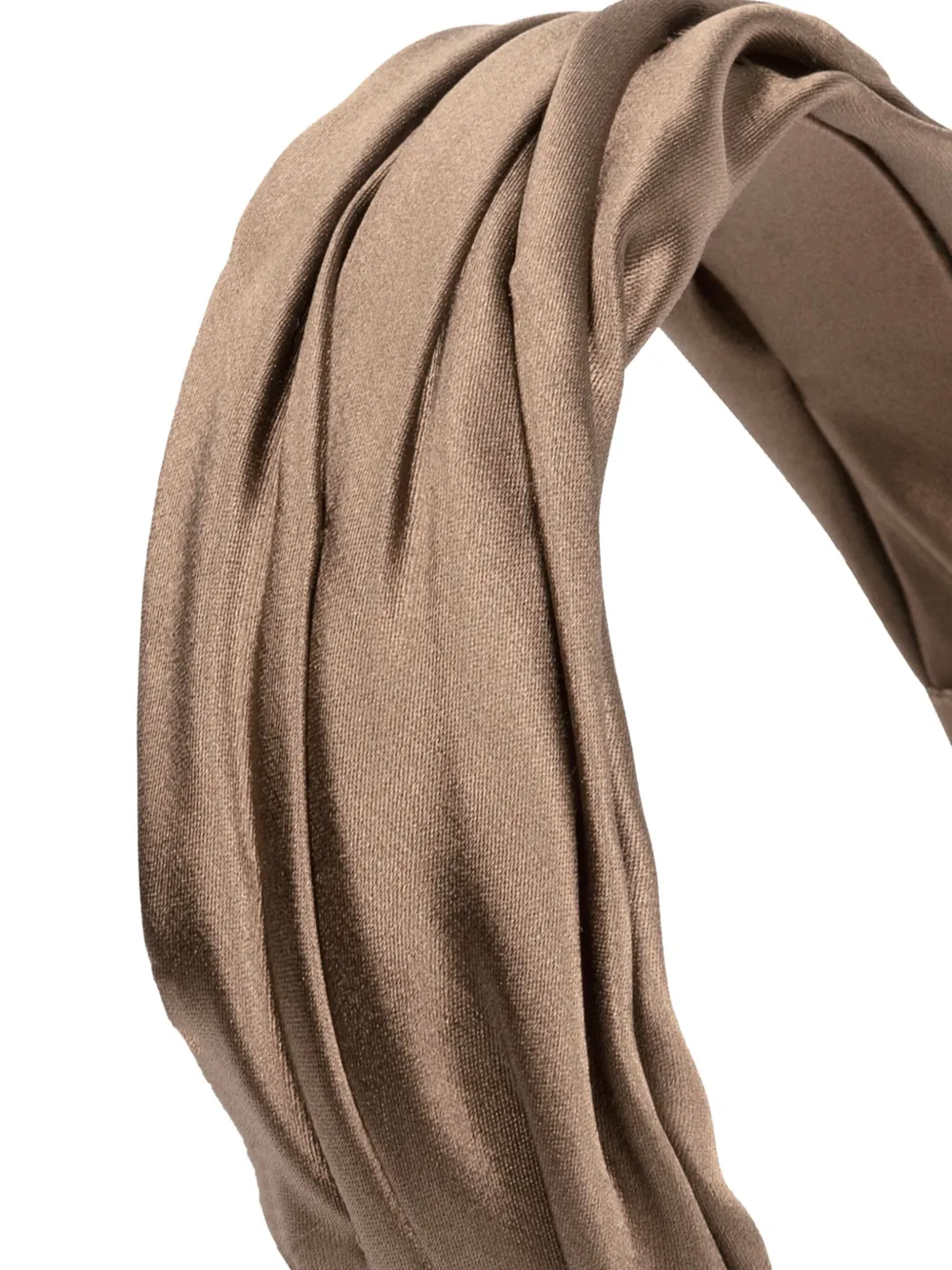 Jennifer Behr Pleated Silk Headband In Brown